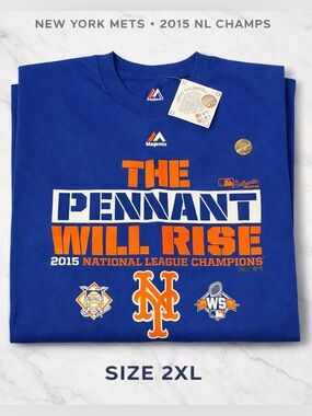 New York Mets 2015 NL Champs T-Shirt Majestic Blue Mens 2XL MLB